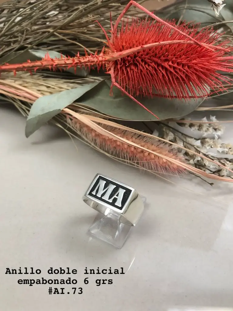 ANILLO DOBLE INICIAL EMPABONADO PLATA 925