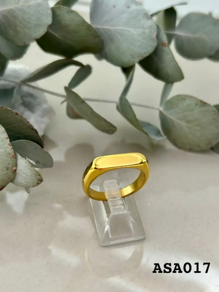 Anillo acero estribo simple dorado