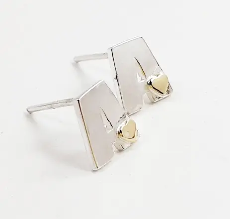 Aros Iniciales con Corazón en Double