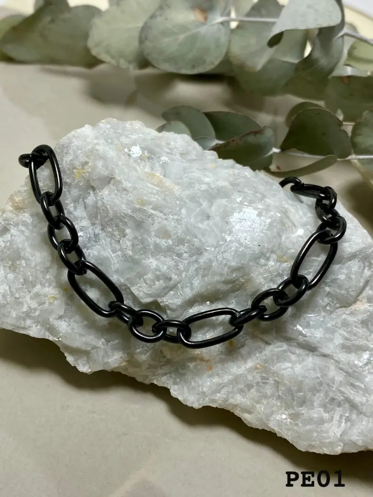 Pulsera Acero Negro 3x1 ovalado