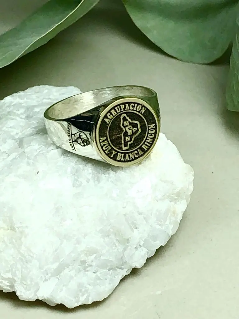 Anillo Sello Agrupacion azul y blanca