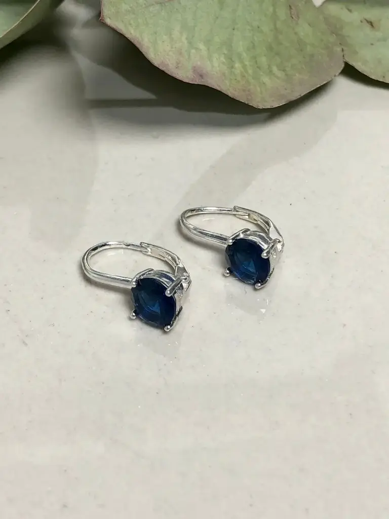 Aros colgantes c/cubic azul 