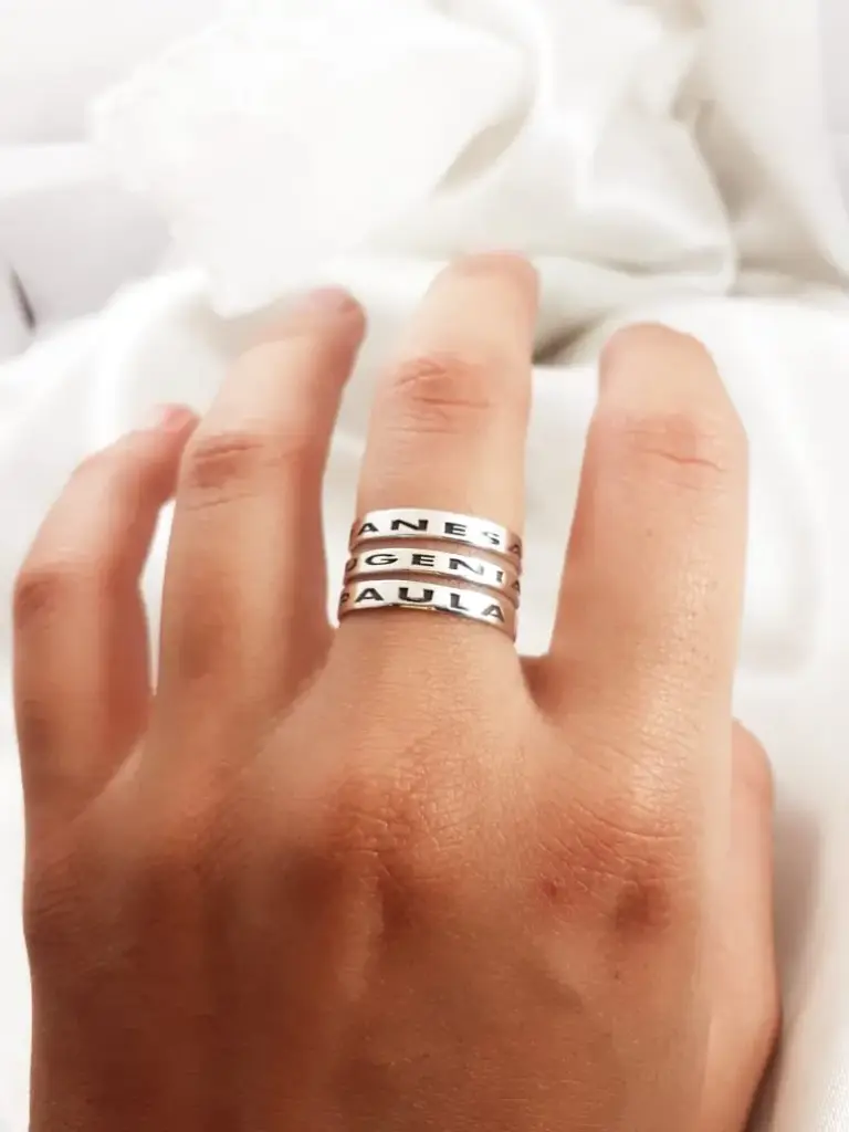 [ACFC.54] Anillo Cinta Familia Grabado Calado X 3