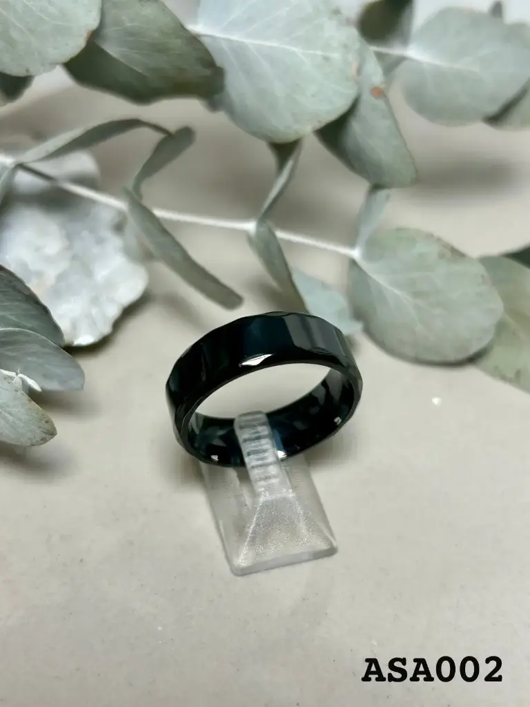 [ASA002] Anillo Acero cinta negro 