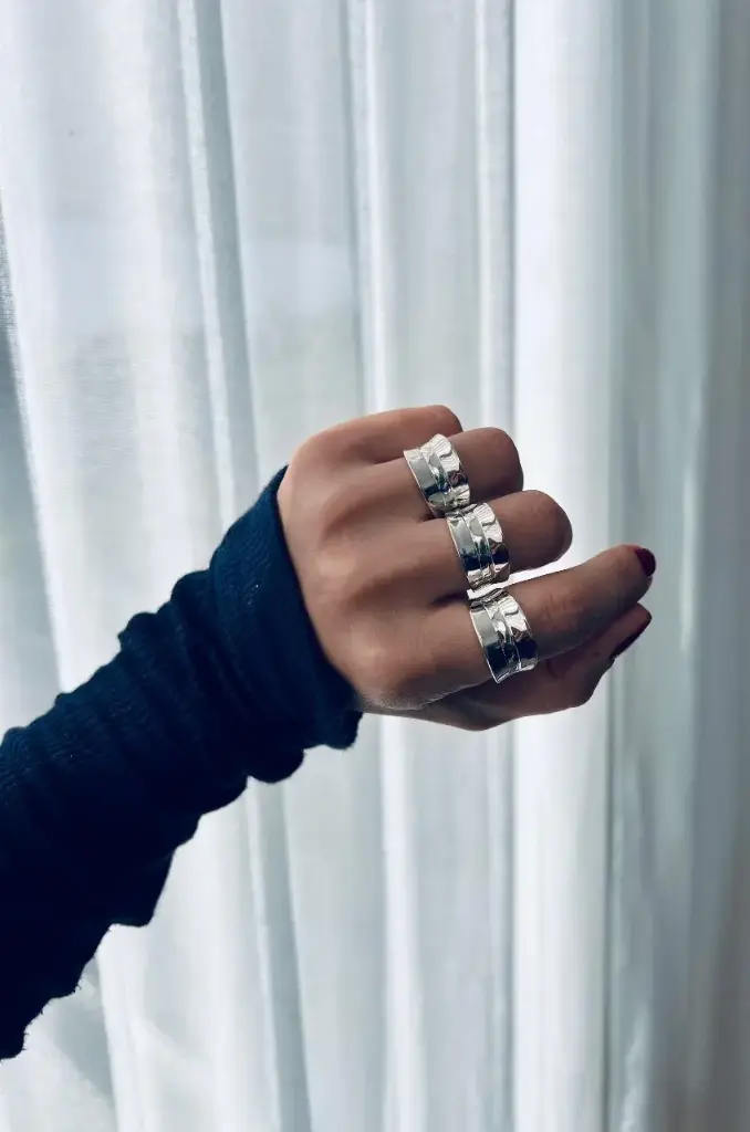 [AM 394 PL] Anillo concavo triple