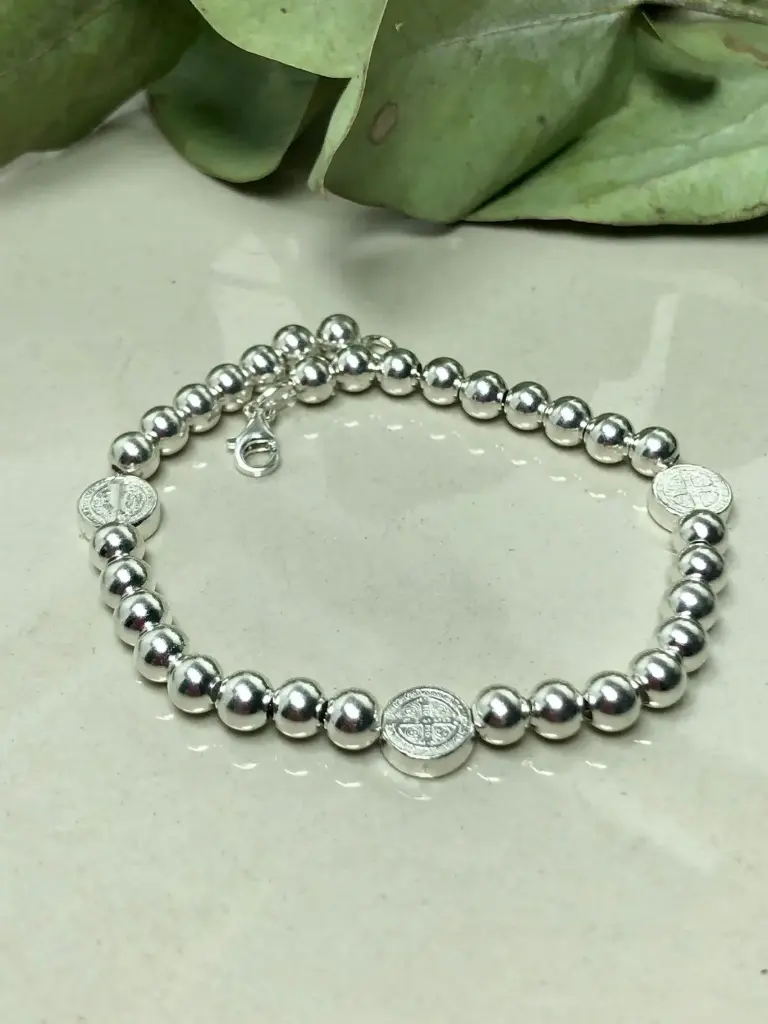 [PSB0002] Pulsera San Benito c/ bolitas de plata 