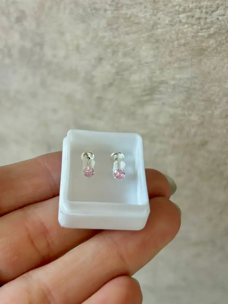 Abridor cubic engarzado 3mm rosa